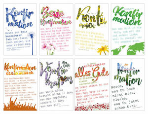 Glückwunschkarten  Konfirmation  mit Spruch   11,5 cm x 17,5 cm  /  sortiert