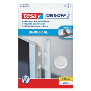 tesa On & Off Klettpunkte - Ø 16 mm, weiß, selbstklebend