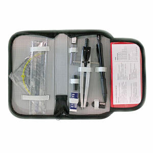 Zirkeletui 13-teilig 20,5x10,5x3cm - 1 Etuimappe, 1 Zirkel schnellverstellbar, 1 Minendose, - 1 Feinminendose 0,5mm , 1 Radiergummi, - 1 Feinminenstift 0,5mm, 1 Anspitzer, 1 Parabel, - 1 Geometriedreieck, 1 Rechentabelle, 1 Lineal