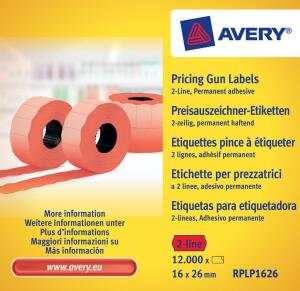 Zweckform Preisetiketten 26x16mm rot - 2-zeilig, permanent haftend, 10 Rollen in Packung, - 1200 Etiketten pro Rolle