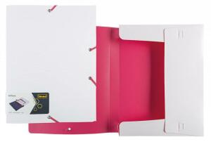 Idena Heftbox PP A4 weiß/pink Gummizug farbig
