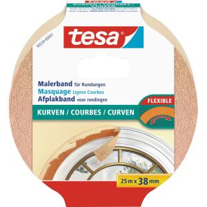 tesa Papier-Klebeband Maler-Krepp für Rundungen - 25 m x 38 mm, beige