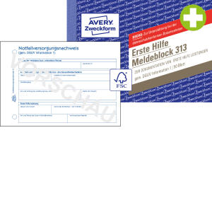 Zweckform 313 Meldeblock Erste Hilfe - A6 quer, 50 Blatt