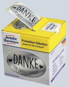 Zweckform Etikett "Danke für Ihren Einkauf" 200 Stück - Avery Zweckform