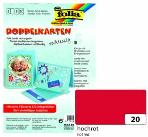 Doppelkarten m. Umschlag 5 Stück 105x105mm Rot