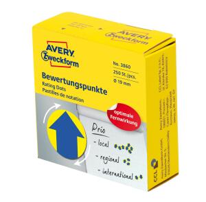 Zweckform Bewertungspunkt Ø19 mm Pfeil blau/gelb 3860 Spender 250 St permanent