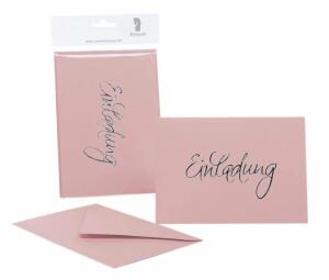 Einladung Kartenset 4/4 Rose gerippt B6