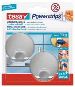 Tesa Powerstrips Haken Small Metall rund - 2 Stück Packung