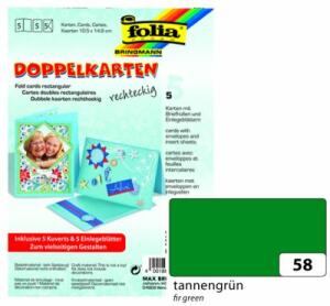 Doppelkarten mit Umschlag 5 Stück 105x105mm, Grün
