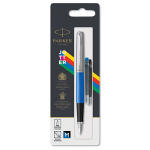 Füller blau Feder M Parker Jotter Original - 2 lange Quink Tintenpatronen in blau und schwarz, kratzfest