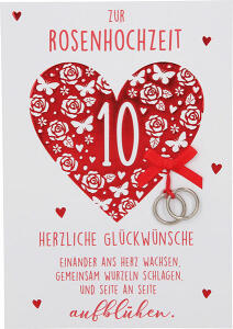 Klappkarte Besondere Anlässe Motiv 21 - Zur Rosenhochzeit 10 Herzliche... - Depesche