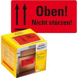 Zweckform 7214 Warnetiketten "Oben! Nicht stürzen!" - 200 Stück im Spender