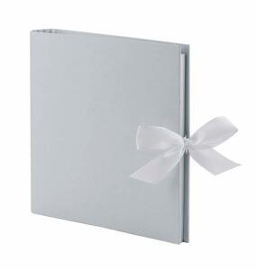 Fotoringbuch Grey mit Schleife 2 Ringe weiß