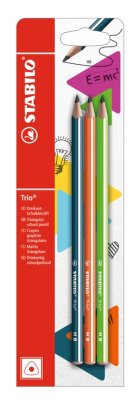 STABILO Trio HB petrol orange grün 3er Blister