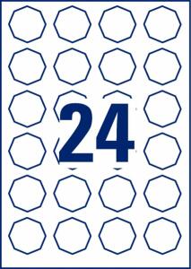 Zweckform Etiketten 8-eckig 40 mm wiederablösbar 10 Blatt