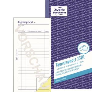 Zweckform 1301 Tagesrapport, 1. und 2. Blatt bedruckt, 105 x 200mm, 2 x 50 Blatt