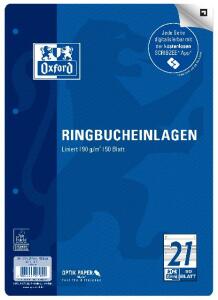 Oxford Ringbucheinlagen, A4, 50 Blatt, Lineatur 21, SCRIBZEE® kompatibel