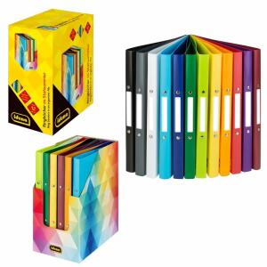 Display Ringbuch A4 12er 2 Ringe 20mm sortiert - Ringdurchmesser 16mm Stärke 500µ Idena