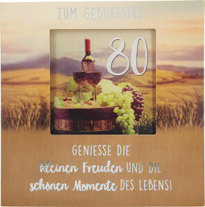 3D Klappkarte mit Musik und Licht Motiv 12 - Zum Geburtstag 80 Geniesse die kleinen.. - 3 LR54/L1130 Alkali-Mangan Batterien enthalten - Depesche