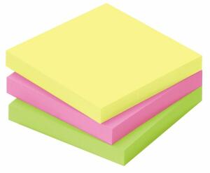 Haftnotizen Box FSC-Mix 75x75mm 3x100 Blatt - inFO Brillant Haftnotizen 3 Farben: gelb, pink, grün, - in umweltfreundlicher Kartonverpackung, AMC