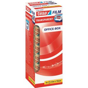 tesa Klebefilm Office Box - transparent, 19 mm x 33 m, 8 Rollen