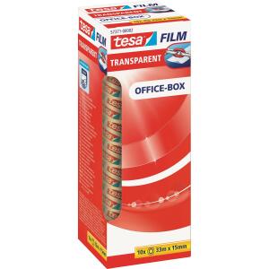 tesa Klebefilm Office Box - transparent, 15 mm x 33 m, 10 Rollen
