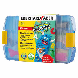 Plastilin-Knete sortiert 14er Box,2 Modellierstäbe