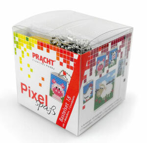 Pixel Bastelset 18 groß 6 Medaillons im Würfel - mit Kette