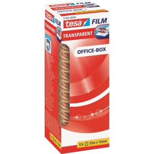 tesa Klebefilm Office Box - transparent, 12 mm x 33 m, 12 Rollen