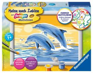 Malen nach Zahlen Bild 180x130mm Freunde des - Meeres Ravensburger Bild mit Rahmen Classic Serie E - 10 Acrylfarben - ab 7 Jahren