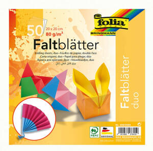 Faltblatt Duo 50BL 10 Farben sortiert FOLIA 499/2020 80g 20x20cm