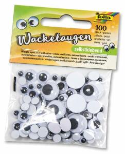 Wackelaugen selbstklebend 100ST weiß FOLIA 7519  in 6 Größen sortiert