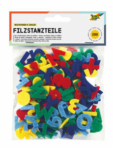 Filzstanzteile Buchstaben+Zahl FOLIA 5251  200ST bunt sort.