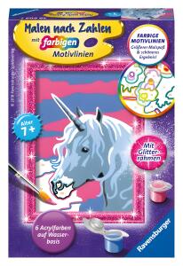Malen nach Zahlen Bild 85x120mm Einhorn - mit Glitter