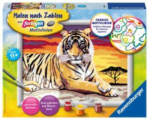 Malen nach Zahlen Bild 240x180mm Tiger - Ravensbuger Bild Majestätischer Tiger Classic Serie D - 16 Arcylfarben - ab 11 Jahren