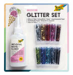 Glitterset Flocken 10Ds sort. FOLIA 589  +1Deko-Kleber 90g