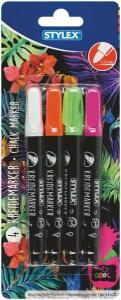 Kreidemarker 4 Stück rund 1-3mm - weiß,pink,orange,grün