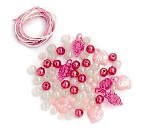 GLOREX Perlen-Set weiß-rosa-pink