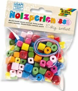 Bastelset Holzperlen sort. FOLIA 2298 88ST eckig