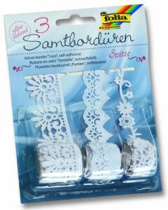 Deko Samtbordüre Spitze sk FOLIA 12701  3Rl