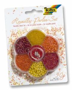 Rocailles-Perlen-Set 90g Perlen, gelb/rot