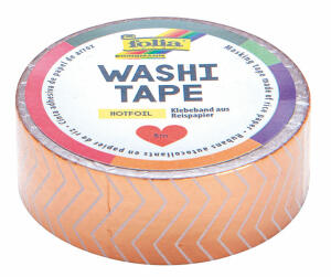 Washi Tape 5 m x 15 mm rosegold Streifen - mit Heißfolien Prägung