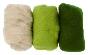 GLOREX Schafwolle 3 x 10g Grün-Mix
