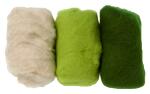 GLOREX Schafwolle 3 x 10g Grün-Mix