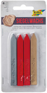 Siegelwachs Classic silber gold 2x rot - 4 Siegelkerzen mit Docht