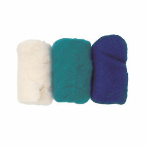Schafwolle 3 x 10g Blau-Mix