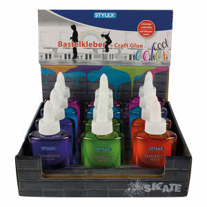 Bastelkleber 90g farbig sortiert STYLEX 23378 i. Display