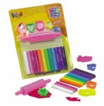 Knetgummi Set 12Stangen 5Förmchen, 1Rolle