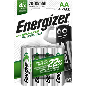 ENERGIZER Akku Rechargeable Power Plus Mignon AA 4 Stück weiß/grün