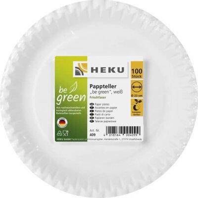 Pappteller, 100 Stück weiß, Ø23cm, 220g/m² - Frischfaser